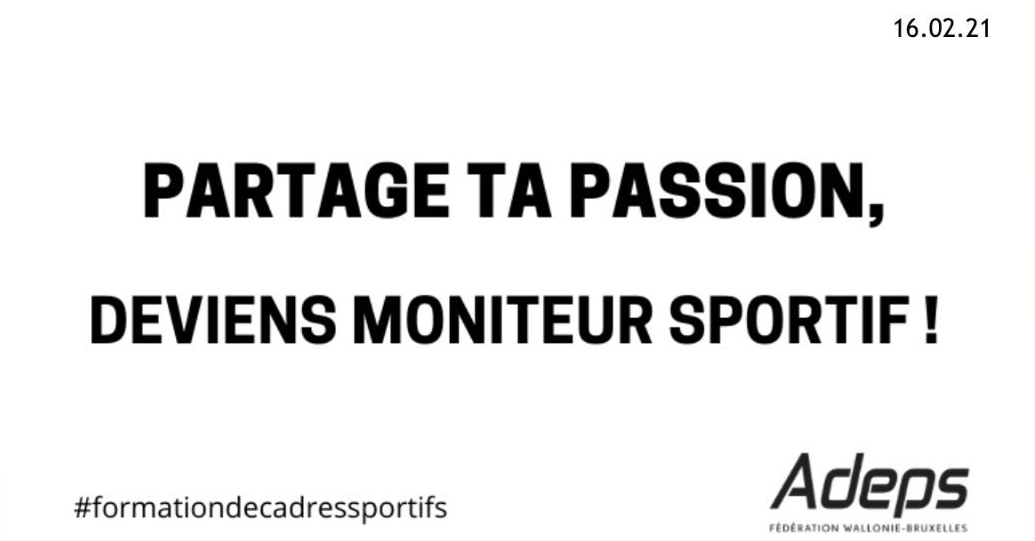 Formation des cadres – Formation moniteur sportif-initiateur reconnue par l’Adeps