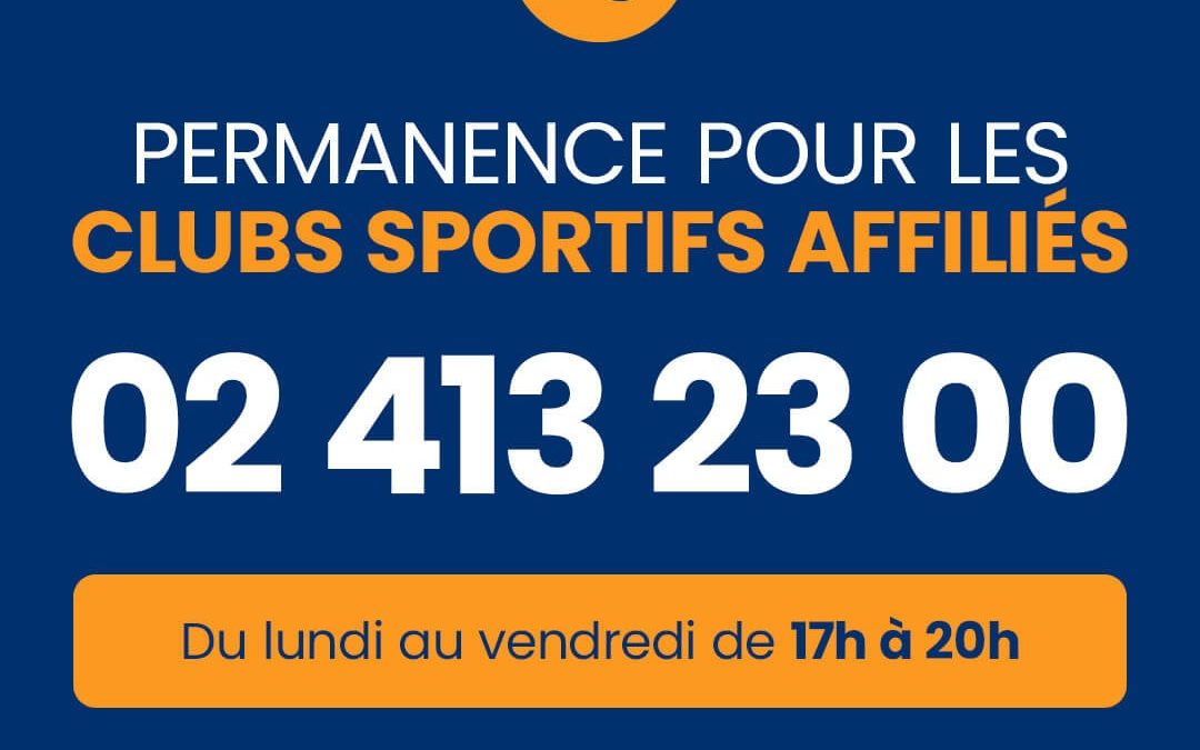 📣 𝐍𝐎𝐔𝐕𝐄𝐀𝐔 : 𝐔𝐧𝐞 𝐩𝐞𝐫𝐦𝐚𝐧𝐞𝐧𝐜𝐞 𝐭𝐞́𝐥𝐞́𝐩𝐡𝐨𝐧𝐢𝐪𝐮𝐞 𝐚𝐜𝐜𝐞𝐬𝐬𝐢𝐛𝐥𝐞 𝐞𝐧𝐭𝐫𝐞 𝟏𝟕𝐡 𝐞𝐭 𝟐𝟎𝐡 𝐩𝐨𝐮𝐫 𝐥𝐞𝐬 𝐜𝐥𝐮𝐛𝐬 𝐬𝐩𝐨𝐫𝐭𝐢𝐟𝐬 𝐚𝐟𝐟𝐢𝐥𝐢𝐞́𝐬 𝐚𝐮𝐱 𝐟𝐞́𝐝𝐞́𝐫𝐚𝐭𝐢𝐨𝐧𝐬 𝐬𝐩𝐨𝐫𝐭𝐢𝐯𝐞𝐬 𝐫𝐞𝐜𝐨𝐧𝐧𝐮𝐞𝐬